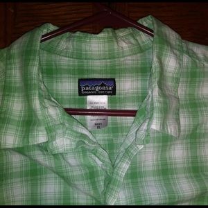 Patagonia Mens XL Short Sleeve Green Checkered
